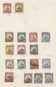 GERMAN COLONIES: GERMAN EAST AFRICA: 1893-1920 used selection with 1893 Horizontal Overprints 5p on 10p rose (SG.3, Cat. £150), & 10p on 20pf (2), 1896-99 Diagonal Ovpts 2p on 3pf bistre-brown, 3p of 5pf, 5p on 10pf (2), 10p on 20pf (2), & 25p on 50pf; 1901 Yacht Types No Wmk 15p plus duplicated lower values, 1905 Change of Currency 7½h & 20h, 1905-20 Watermarked selection to 20h, 30h (2) & 45h (Cat. £100); generally fine, Cat. £500+. (39)