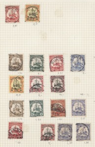 GERMAN COLONIES: GERMAN EAST AFRICA: 1893-1920 used selection with 1893 Horizontal Overprints 5p on 10p rose (SG.3, Cat. £150), & 10p on 20pf (2), 1896-99 Diagonal Ovpts 2p on 3pf bistre-brown, 3p of 5pf,  5p on 10pf (2), 10p on 20pf (2), & 25p on 50pf; 1