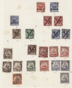 GERMAN COLONIES: GERMAN EAST AFRICA: 1893-1920 used selection with 1893 Horizontal Overprints 5p on 10p rose (SG.3, Cat. &pound;150), & 10p on 20pf (2), 1896-99 Diagonal&nbsp;Ovpts&nbsp;2p on 3pf bistre-brown, 3p of 5pf,&nbsp; 5p on 10pf (2), 10p on 20pf (2), & 25p on 50pf; 1 - 2