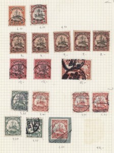 GERMAN COLONIES: CAMEROUN: 1897-1919 Selection with Overprints 10pf, 20pf, 25pf & 50pf; Yachts No Watermark to 25pf (3), 30pf (3), 40pf, 50pf (6) & 80pf (2) plus 1m with watery 1901 strike of the large oval 'DEUTSCHE SEEPOST/LINIE/HAMBURG-/WESTAFRIKA' datestamp; Watermarked Yachts with duplicated 5pf & 10pf; condition mostly fine, Cat £400+. (35)