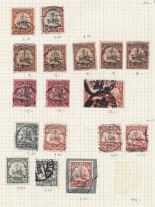 GERMAN COLONIES: CAMEROUN: 1897-1919 Selection with Overprints 10pf, 20pf, 25pf & 50pf; Yachts No Watermark to 25pf (3), 30pf (3), 40pf, 50pf (6) & 80pf (2) plus 1m with watery 1901 strike of the large oval 'DEUTSCHE SEEPOST/LINIE/HAMBURG-/WESTAFRIKA' dat
