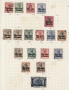 GERMAN COLONIES: Selection on album pages with GERMAN NEW GUINEA [8]&nbsp;incl. 1897-99 20pf & 1901 Yachts 30pf (2);&nbsp;GERMAN&nbsp;POs in MOROCCO [28]&nbsp;incl. 1899 Diagonal Ovpts&nbsp;3c on 3pf to 25c on 20pf, 1900-18 Surcharges on Germania&nbsp;to 1p on 80pf,&nbsp;plus 2p.50c on 2m 