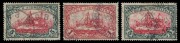GERMAN COLONIES: GERMAN SOUTH-WEST AFRICA: 1901-1919 Kaiser's Yacht (large format) high values comprising No Watermark 5m (SG.23) and Watermark Lozenges 1m & 5m (SG.29 & 32); fine used, Cat. &pound;910. (3)