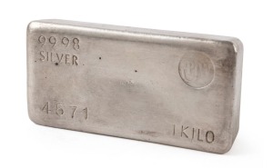 Coins - Australia: Silver: c.1990s silver ingot, stamped 'PJW' (Phillip J. Williams, Thomastown), serial no #4571; 1kg of 99.9% fine silver.