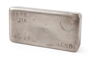 Coins - Australia: Silver: c.1990s silver ingot, stamped 'PJW' (Phillip J. Williams, Thomastown), serial no #4571; 1kg of 99.9% fine silver.