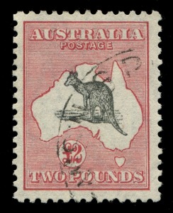 Kangaroos - Small Multiple Watermark: £2 Grey & Rose-Crimson, very well centred, VFU; BW: 57A - Cat. $1200.