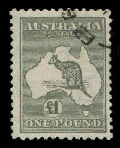 Kangaroos - Third Watermark: £1 Grey, VFU; BW:53 - Cat. $575.