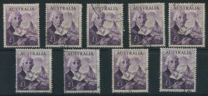AUSTRALIA: Other Pre-Decimals: 1964 (SG.359, 359a) £1 Bass (Cream paper, 5), (White paper, 4), FU. (9). Cat.£230.