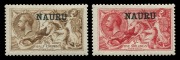 NAURU: 1916-23 Seahorse Overprints set of (3), all fresh MVLH (almost MUH), the 2/6 with scarce 'Broken left foot of A in NAURU". (3). A delightful set. Cat.&pound;475+. - 2