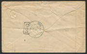 AUSTRALIA: Envelopes: Aug.1920 "double-taxed" usage of 1&frac12;d brown KGV Star Embossed Envelope, uprated 1d Red KGV&nbsp;tied by 'NSW/T/10' tax stamp; sent&nbsp;to Holland; DELFT arrival b/stamp and 5c Postage Due tied by the same cds for re-direction to Overeem. - 2