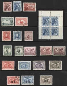 AUSTRALIA: Other Pre-Decimals: 1913-52 KGV/KGVI issues largely complete (no Roos or KGV Heads) CTO (few fine used), including 6d Engraved Kooka, 3d Kooka M/S, Kingsford Smith optd 'OS' 2d & 3d, 5/- Harbour Bridge, KGVI 3d blue Die I 'White Wattles' (postally used), KGVI Robes Thick & Thin Papers 5/-, 10/- & £1 VFU, 5/- to £2 Arms VFU, etc; generally fine/very fine. (160 approx)
