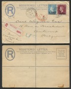 St. Vincent: Postal History: REGISTERED ENVELOPE: Sept.1893 usage of 2d Registered Letter (H&G.C1) uprated with 2&frac12;d on 1d milky blue and 5d on 6d for delivery to Antwerp, BELGIUM, with arrival b/stamp. Also, an unused example of the envelope. (2 items).