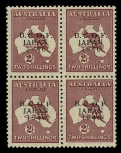 AUSTRALIA: Other Pre-Decimals: 1947 (SG.J6) 2/- Kangaroo, blk.(4) upper left unit with partly missing "9" in "1946", fresh MUH.