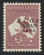AUSTRALIA: Other Pre-Decimals: 1947 (SG.J6) 2/- Kangaroo, interpanneau blk.(4) all units MUH (hinged in gutter) together with an MLH single with somewhat misplaced overprint. (Total: 5 stamps). - 2