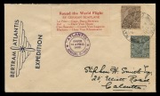 INDIA - Aerophilately & Flight Covers: BERTRAM - ATLANTIS EXPEDITION: April 1932 cover flown internally in India, with ICHAPUR 14 April 1932 cachet in violet tieing "Round the World Flight by German Seaplane" vignette, with KGV&nbsp;1a and 3ps adhesives tied b