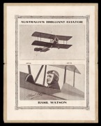 AUSTRALIA: Aerophilately & Flight Covers: 1917 THE BASIL WATSON FLIGHTS: Official Souvenir Programme titled "Exhibition of Aviation by Basil Watson - Australia's Brilliant Aviator." 12 pages plus covers, the 'aerial mail' cards carried on the February 191 - 2