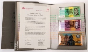 Banknotes - Australia: Decimal Banknotes: 1988 'Bicentennial Coin & Note Collection', comprising $2, $5, & $10 (sterling silver) coins plus paper $2, $5 and polymer $10 (dated), serial no 'AA09005414', housed in album with slipcase; Unc.