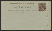 AUSTRALIA: Letter Cards: 1914-18 (BW:LC21/103) 1d KGV Sideface Design P10 Die 2 in brown on Grey Surfaced Card with Off-White/Cream Interior, "Pineapples, Queensland" illustration, fine unused, Cat. $150. - 2