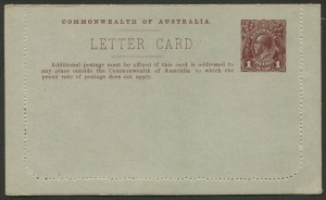 AUSTRALIA: Letter Cards: 1914-18 (BW:LC21/08) 1d KGV Sideface Design P10 Die 2 in brown on Grey Surfaced Card with Off-White/Cream Interior, "Ballarat" illustration, fine unused, Cat. $150.