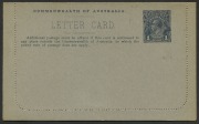 AUSTRALIA: Letter Cards: MILITARY VIEWS: 1914-18 (BW:LC25/M1A)1d KGV Sideface Design P12&frac12; Die 1 in deep on Grey&nbsp;to Greenish-Grey Card with Pink&nbsp;Interior, "2nd A.I.F, Embarking" (Wharf) illustration, fine unused, Cat. $175. - 2