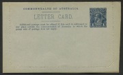 AUSTRALIA: Letter Cards: 1914-18 (BW:LC22/08) 1d KGV Sideface Design P12&frac12; Die 2 in violet-blue on Grey Surfaced Card with Off-White/Cream Interior, "Mt. Buffalo,Victoria" illustration, fine unused, Cat. $200.