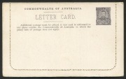 AUSTRALIA: Letter Cards: 1911-12 (BW:LC12/77) 1d KGV&nbsp;Full-Face&nbsp;Design P12&frac12;&nbsp; in purple-brown on Thick White Enamelled Card,&nbsp;Off-White to Cream Interior, "Mosman Bay, Sydney" illustration, fine unused, Cat. $175.