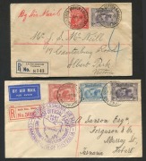 AUSTRALIA: Aerophilately & Flight Covers: 1-2 May 1931 (AAMC.198 & 198a) Melbourne - Hobart registered cover flown on the first southbound service by A.N.A. Ltd; together with a Launceston - Melbourne registered flown cover carried on the first northbound
