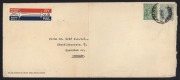 KGV Heads - Single Watermark: 1/4 Greenish-Blue (Single wmk) + 1d Green (Small Multi wmk) commercially used&nbsp; Jan.1931 on long cover (11 x 26.5cm) from Melbourne, with "Trans-Australian BY AIR MAIL" label to GERMANY. BW: $1000+.The imprint of the engineeri