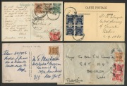 PALESTINE: Postal History: BRITISH MILITARY OCCUPATION: Range incl. 4m scarlet on Oct.1919 postcard from ADANA (Turkey) to France; Nov.1919 reg'd cover from Jerusalem to Egypt with CAIRO & LUQSOR backstamps;&nbsp; April 1920 reg'd cover from Jerusalem to Londo - 4