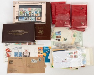 AUSTRALIA: General & Miscellaneous: UNTIDY ARRAY mostly decimal era including 1974 UPU 'SPECIMEN' sets on Philas presentation cards (2), Paintings specimen set, bundle of FDCs and unused decimal postal stationery, Australia Post product incl. 1988 Bicentennial Collection; also 1940 AIF FDC, AAT 1966-68 Pictorial set & Cocos Islands 1963 set MUH on dealer card, Tuvali 1979 Fish limited edition FDC, etc. (qty)
