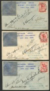 AUSTRALIA: Aerophilately & Flight Covers: "THE LAST FLIGHT OF THE 'SOUTHERN CROSS'": 18 July 1935 (AAMC.514 & 515) comprising covers numbered '46', '49', and consecutively numbered '88' & '89', cover '46' with a IMPERFORATE SPECIAL VIGNETTE (rare on cover - 2