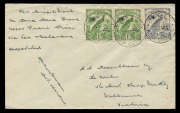 NEW GUINEA - Aerophilately & Flight Covers: 26 January 1933 (AAMC.P55) Bena Bena - Wau&nbsp;- Lae - Salamaua&nbsp;flown cover, endorsed "Per Aerial Mail ex Bena Bena 'Drome, Upper Purari River via Lae & Salamaua", signed by "H.E. Woodman, assistant Warden"; adhesiv