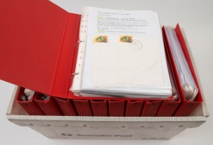 AUSTRALIA: Envelopes: 1978-2001 SPECIALIST COLLECTION of decimal Postal Stationery Envelopes in eleven volumes, each issue represented by unused example, sometimes a FDI example and occasionally a postally used example. Typed descriptions are given for each issue, detailing catalogue numbers, measurements, envelope cuts & flap information, gum types, etc. An extensive collection in fine condition. (100s)