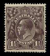 KGV Heads - Single Watermark: 1&frac12;d Black-Brown THIN PAPER well-centred, MUH; BW: 83aa - Cat $300.