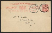 NEW SOUTH WALES: Postal Stationery: POSTAL CARD: 1d red Coat of Arms, FU Oct.1901 from Sydney to St.Patrick's College, Melbourne. The view side with composite photographs of St.Ignatius College, Riverview, Sydney, with arrival c.d.s. Not previously record - 2