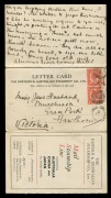 QUEENSLAND - Postal History: April 1906 usage of 1d red pair tied by TOWNSVILLE postmarks on most attractive 3-part folding lettercard&nbsp;provided to passengers on board S.S.Eastern of "The Eastern & Australian Steampship Co.", with a dinner menu, a view of - 2