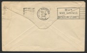 KGV Heads - Small Multiple Watermark Perf 13&frac12; x 12&frac12;: 1&frac12;d Red-brown, perf.OS, FU in combination with 2d Red, perf.OS/NSW on Oct.1942 OHMS cover from The Australian Museum, Sydney to the Southern California Academy of Sciences; with arrival backstamp and "P - 2