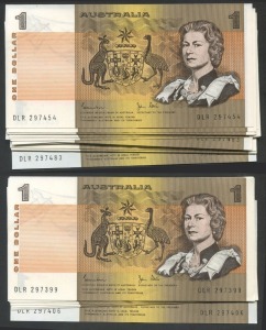 Banknotes - Australia: Decimal Banknotes: 1982 Johnston/Stone general prefix consecutive run comprising DLR 297399-406 and DLR 297454-483; central folds, Unc. (38)