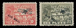 NEW GUINEA: 1931 (SG.137-49) ½d - £1 Huts, overprinted for AIR MAIL, complete set (13) MLH.