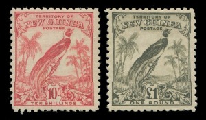 NEW GUINEA: 1932-4 (SG.177-189) 1d - £1 Undated Birds, complete set, (15) MLH. Cat.£300.