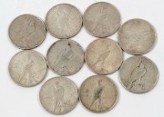 Coins - World: Silver: USA: 1922 (5) & 1923 (5) Peace silver dollars; condition variable. (10) - 2