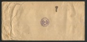KGV Heads - Single Watermark: 1d Red strip of 5, pair, and single tied to long cover by multiple strikes of LATE FEE/SPENCER ST '10MR15' datestamps, addressed to Japan with&nbsp;'PASSED' censor handstamp and fine KOBE arrival backstamp. Quite a specatacular fr - 2