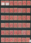 KGV Heads - Single Watermark: 1d Red Smooth Paper mint selection with a variety of shades, odd gumside blemish/tone, a few without gum; BW:71 - minimum Cat. $2520. (84) - 2
