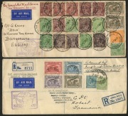 AUSTRALIA: Aerophilately & Flight Covers: 19 Nov.1931 (AAMC.222)&nbsp;&nbsp;Australia-England ANA first All-Australian flight&nbsp;(2), one Hobart registered with REGISTERED HOBART '19NO31' datestamps cancelling Kingford Smith set plus 6d Airmail, re-registered in Londo