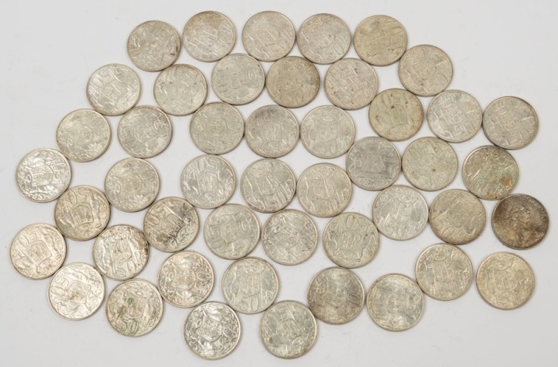 Coins - Australia: Silver: 1966 50c Rounds (47), condition variable.