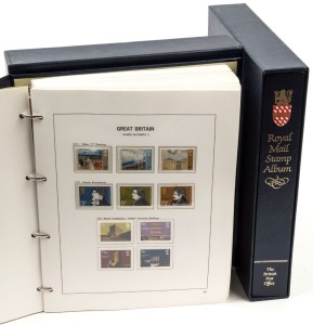 GREAT BRITAIN: 1971-1996 mint collection in two hingeless 'Royal Mail' albums, one album with commemoratives which appear complete for period (1978 onwards MUH); second album with definitives with Machins approximately 60% complete, high values to £10 Bri