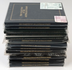 AUSTRALIA - POSTAGE: 1986-96 Deluxe Yearbooks; face value $405+; also three 1991/92 'Frama, Booklet & Self-Adhesive' Yearbooks. (14)