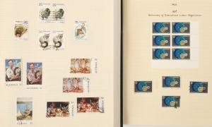 AUSTRALIA: 1968-73 collection in two volumes with all issues for the period represented MUH/mint/unused and/or used, with lots of multiples and a smattering of FDCs and booklets, values to Painiting $5 (MUH) & $10 (4, incl. mint & on FDC), condition generally fine. (100s)