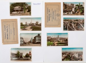POSTCARDS - AUSTRALIAN STATES: Miscellaneous array in album with real-photo souvenir cards (some coloured) including images of Adelaide, Ballarat, Brisbane, Geelong, Melbourne, plus NSW views of Coffs Harbour, Jenolan Caves & Wagga Wagga amongst others; also souvenir packs of foldout images mostly for Melbourne and Victorian towns, Green's (Katoomba) humorous cards (3), unusual 1906 'Certificate of Merit for Lying' postcard used from Arncliffe (NSW)