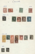 CANADA: 1859-1950s Collection on album pages and stockbook page with 1859 1c, 5c & 12½c, 1864 2c, Large Queens 2c, 3c, 6c & 12½c, Small Queens to 10c; also c.1935 airmail cover to South Africa with 6c Air x29 including a block of 18 on reverse, plus a lit - 3